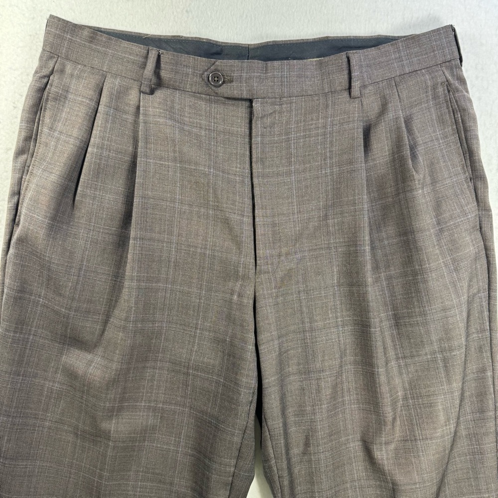 Jos A Bank Signature Gold Suit 41R Blazer 36W Pants Brown Windowpane - Picture 10 of 15